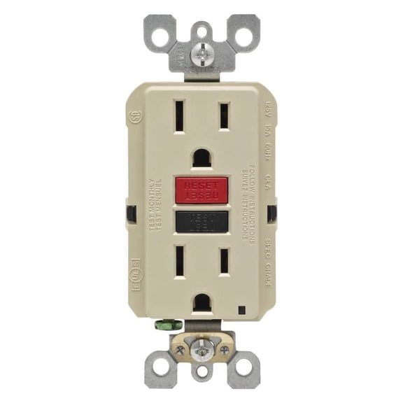 Leviton R71-GFNT1-0RI Co. TV207148 15A Ivy DPLX Receptacle, No Size, Ivory