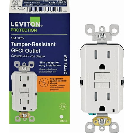 Leviton GFCI Receptacle in White — UL Listed for US Residential Electrical Code Compliance, Drop-in NEC-Standard Wiring