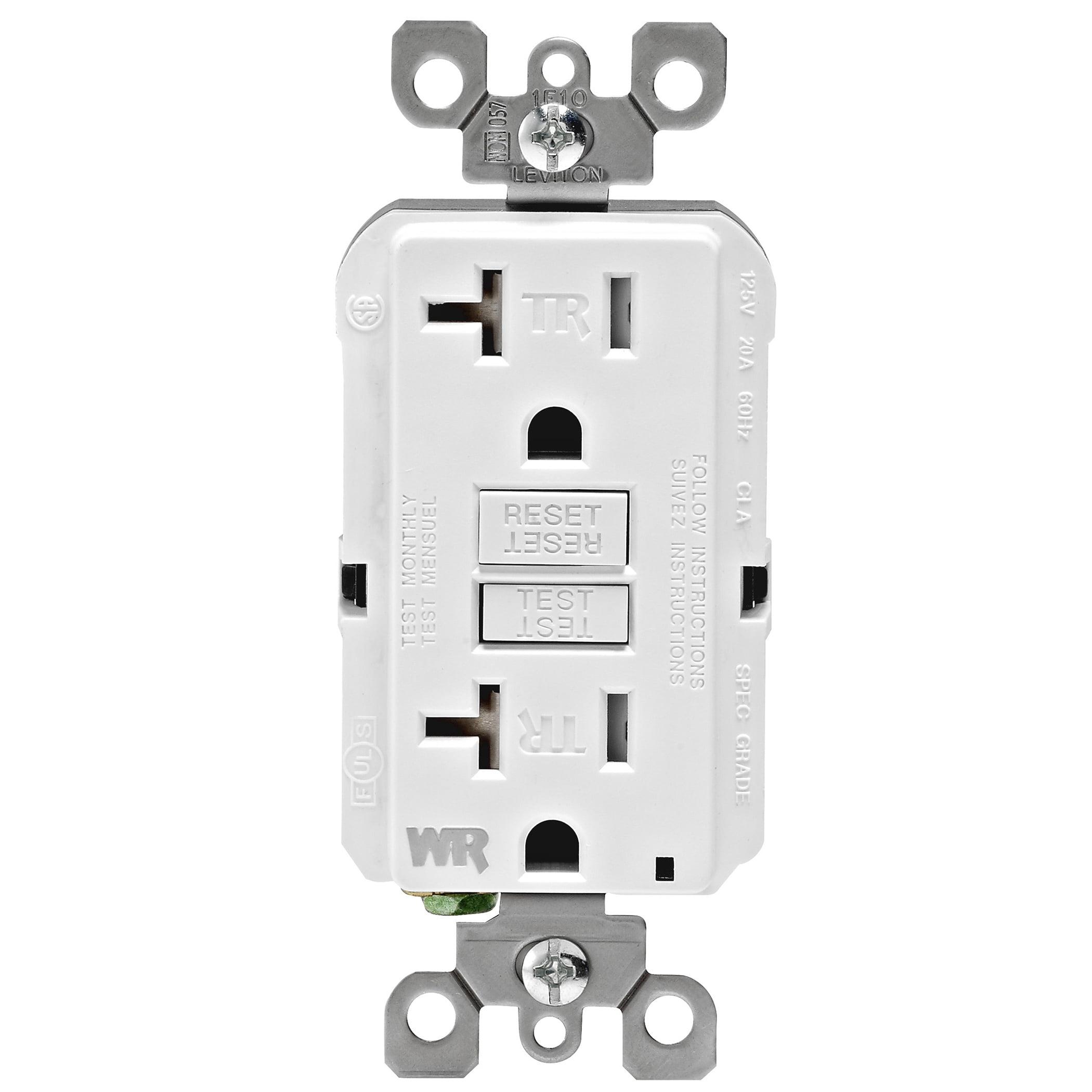 White Tamper Resistant Duplex GFCI Outlet with Wall Plate