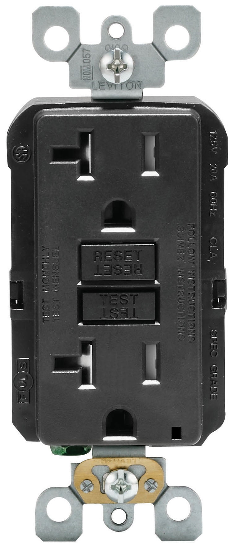 Leviton R95-GFTR2-0KE 20 Amp Black GFCI Receptacle