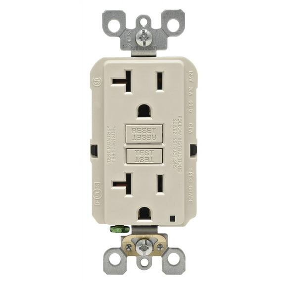 Leviton R96-GFNT2-0KT 20 Amp Light Almond SmartlockPro Self-Test GFCI