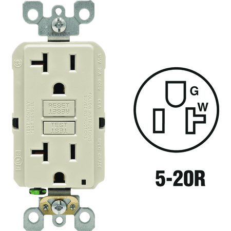 Leviton GFCI Receptacle in Almond — UL Listed for US Residential Electrical Code Compliance, Drop-in NEC-Standard Wiring