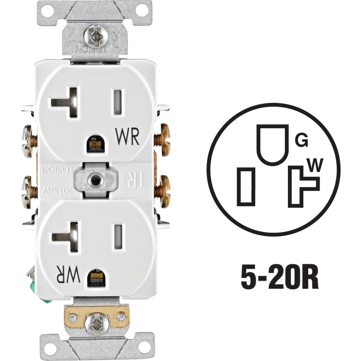 Leviton Receptacle Tamper-Proof And Weather Resistant 20 Amp 125 V Nema 5 - 20 R Wht Csa Bx