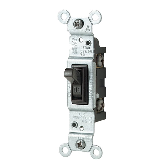 Leviton Residential Grade 15 Amp Toggle Single Pole Switch, Brown - Pack 10