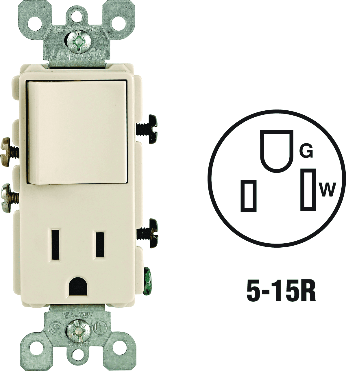 Leviton 120 15A Toggle Switch in Almond — 15A 120V — UL Listed for US Residential Electrical Code Compliance, Drop-in NEC-Standard Wiring