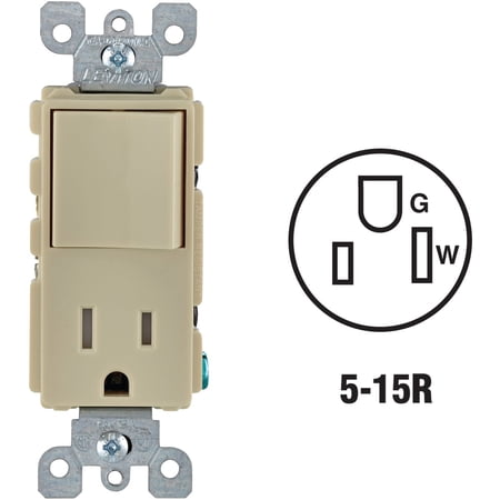 Leviton S01-T5625-ISP 15 Amp Ivory Single Pole Switch & Receptacle Combination