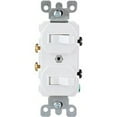 thumbnail image 1 of Leviton 5224-2W 15 Amp, 120/277 Volt, Duplex Style Single-Pole/Single-Pole AC Combination Switch, Grounding, White, 1 of 2