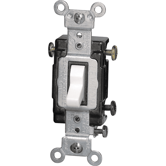 Leviton CS315 Toggle Switch in White UL Listed for US Residential Electrical Code Compliance, Drop-in NEC-Standard Wiring