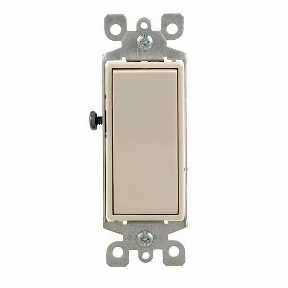 Leviton Decora Rocker Switch S16-05603-2TS - 15A 120/277V 3-Way Grounded - Light Almond