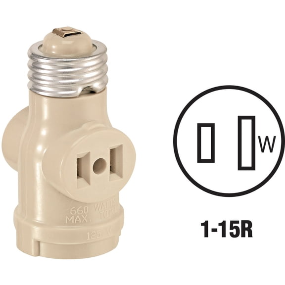Leviton 004-1403-I Ivory 2 Outlet Lamp Socket