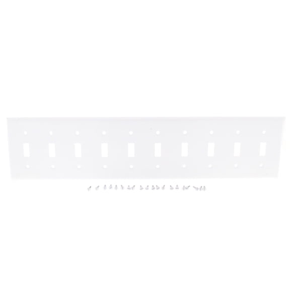 Leviton S604-W White Painted Metal Ten Gang Toggle Light Switch Wall Plate