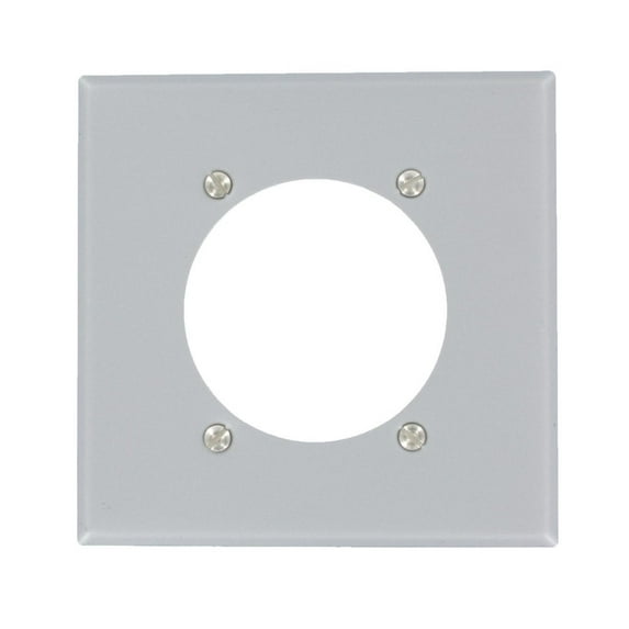 Leviton S701-GY 001-0S701-0Gy Power Receptacle Standard Size Wall Plate, 2 Gang, 4.5 In L X 4.56 In W 0.19 In T, Aluminum/Steel