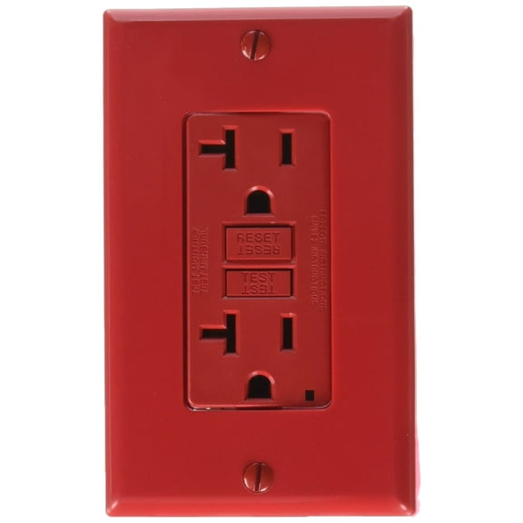 Leviton Self Test Slim GFCI Outlet with Wallplate 20 Amp Tamper Resistant Red