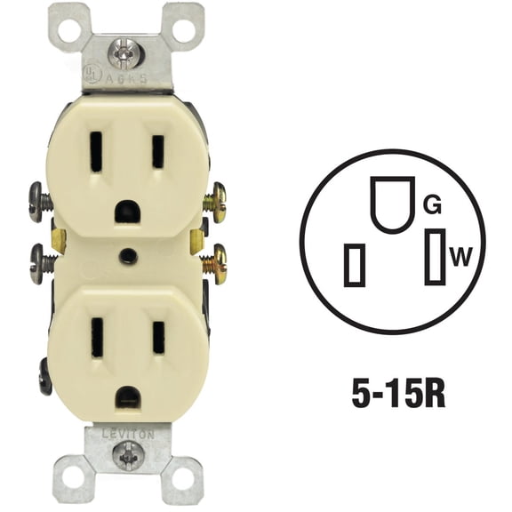 Leviton Shallow Grounded Duplex Outlet - Single Pack