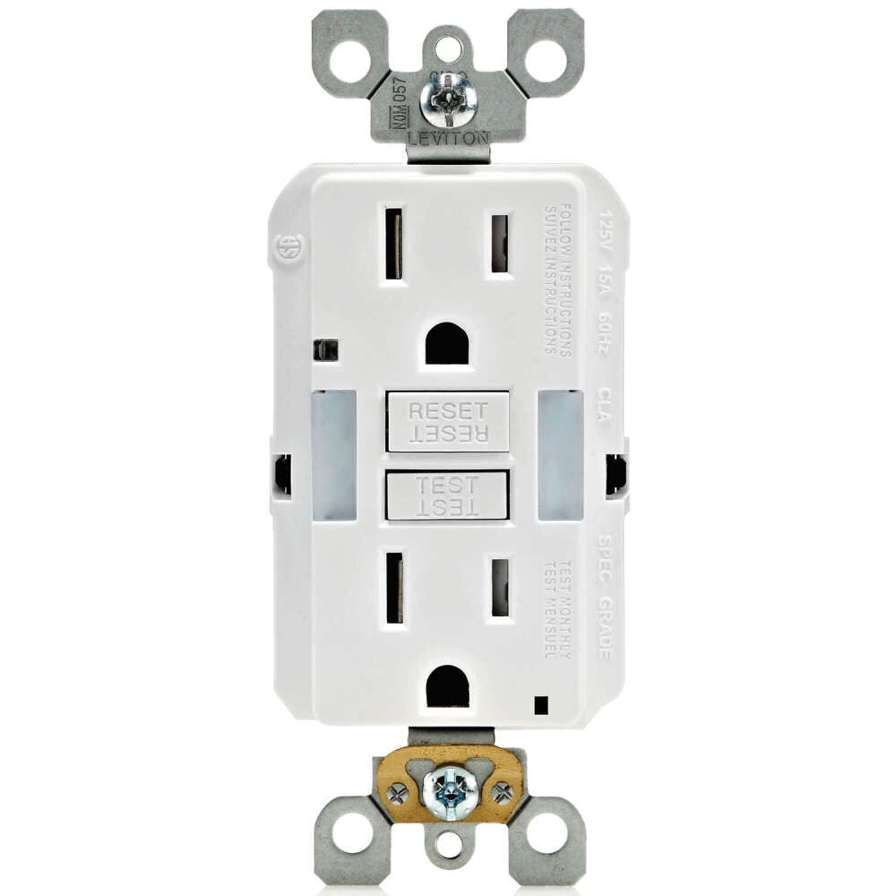 Leviton 125 GFCI Receptacle in White — UL Listed for US Residential Electrical Code Compliance, Drop-in NEC-Standard Wiring