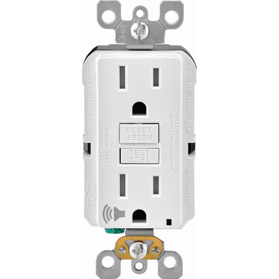 Leviton GFTA1-W Gfta1-W 15 Amps 125 V White Audible Outlet 5-15R — Indoor & Outdoor Use, NEC-Compliant