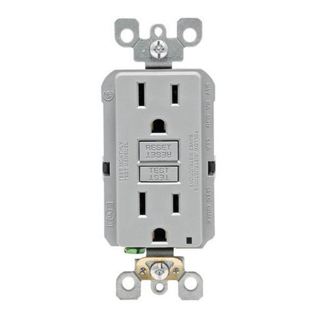 15 Amp Self-Test SmartlockPro Slim Duplex GFCI Outlet, Gray
