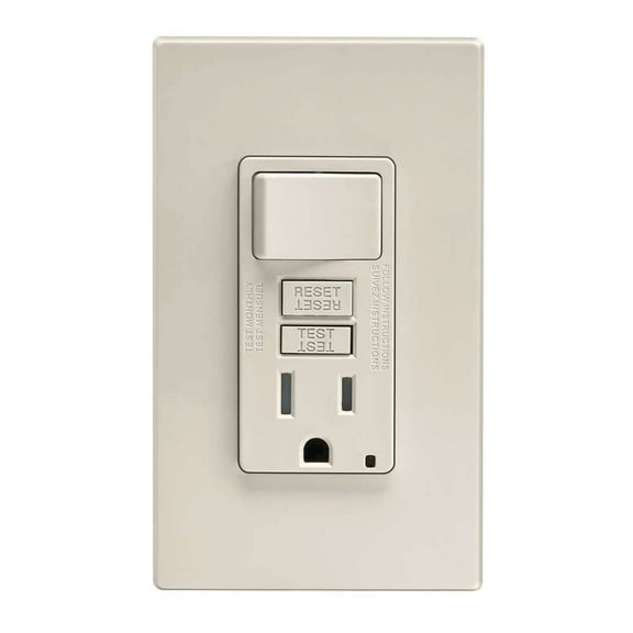 Leviton C96-GFSW1-00T Light Almond 15 Amp GFCI Receptacle