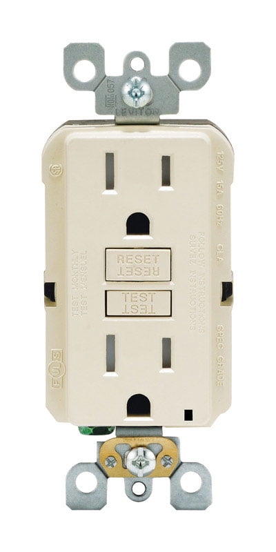Light Almond Tamper Resistant GFCI Outlet with Wall Plate