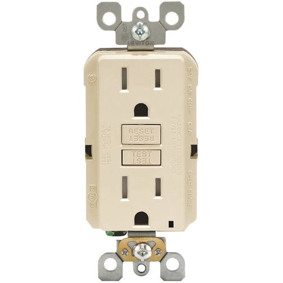 Leviton R96-GFTR1-0KT 15 Amp Light Almond SmartlockPro Tamper-Resistant GFCI