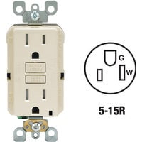 Light Almond Tamper Resistant GFCI Outlet with Wall Plate