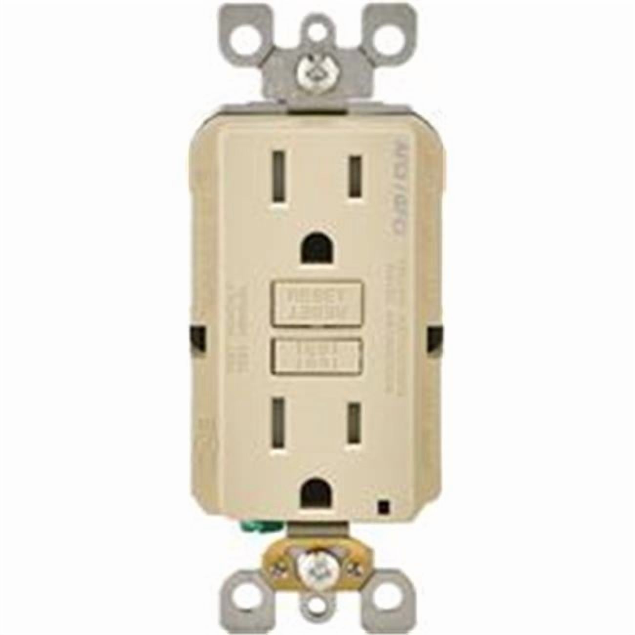 Leviton  Smartlockpro 2-Pole Tamper-Resistant Duplex AFCI & GFCI Receptacle with Nema 5-15R - Ivory - 125 V - 15 amp
