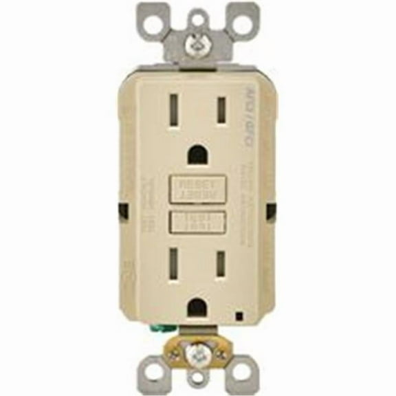 Leviton Smartlockpro 2-Pole Tamper-Resistant Duplex AFCI & GFCI Receptacle with Nema 5-15R - Ivory - 125 V - 15 amp