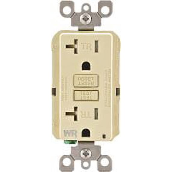 Leviton Smartlockpro Weather & Tamper-Resistant Duplex Gfci Receptacle With Led, Ivory, Nema 5-20R, 125 Volts, 20 Amps