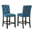 thumbnail image 1 of Leviton Solid Wood Tufted Asons Counter Height Dining Chair in Blue, Set of 2, 1 of 3