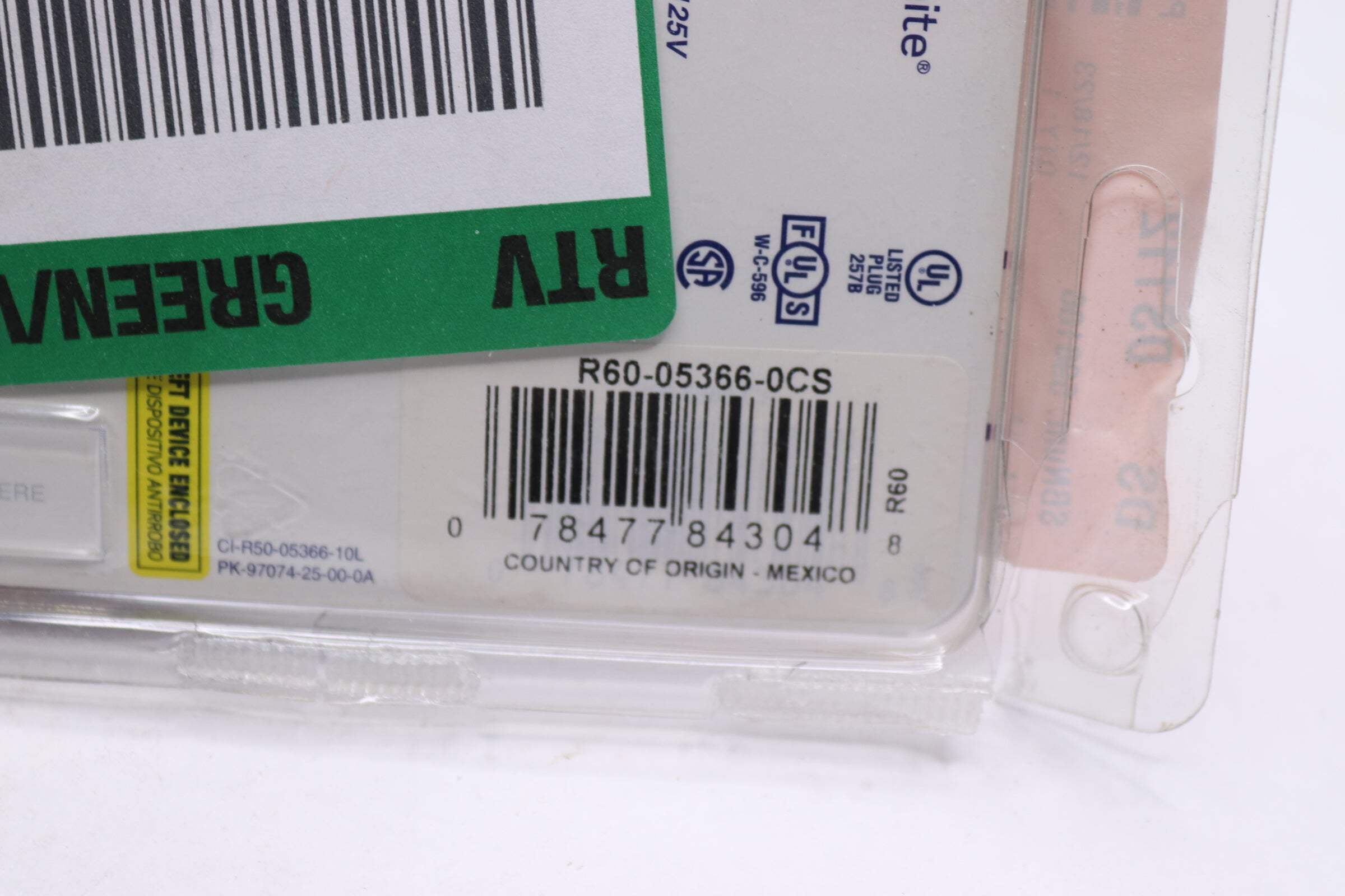 Leviton Straight Plug Industrial Grade 20 Amp 125-Volt Black and White