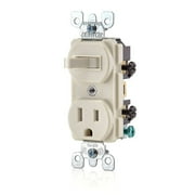 Leviton T5225-T Combination, 15 Amp, 120 Volt AC Toggle Switch, and 15amp, 125 Volt 5-15R Tamper Resistant Receptacle, Grounding, Light Almond