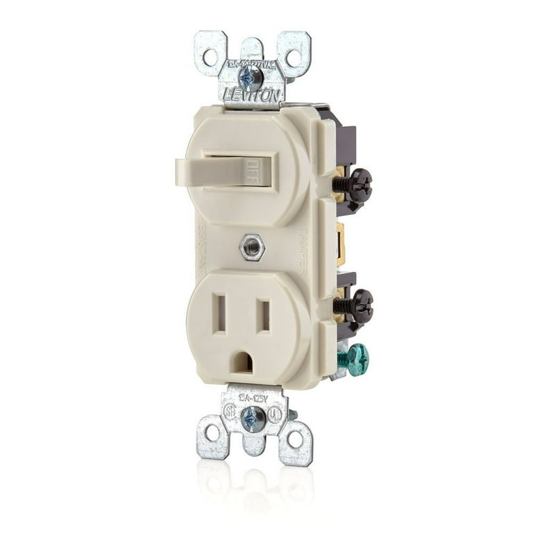 Leviton 15 Amp Tamper-Resistant Combination Switch/Outlet, Light Almond Leviton 15 Amp Tamper-Resistant Combination Switch/Outlet, Light Almond