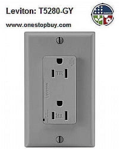 Gray Tamper Resistant Duplex Surge Suppressor Receptacle with Wall Plate