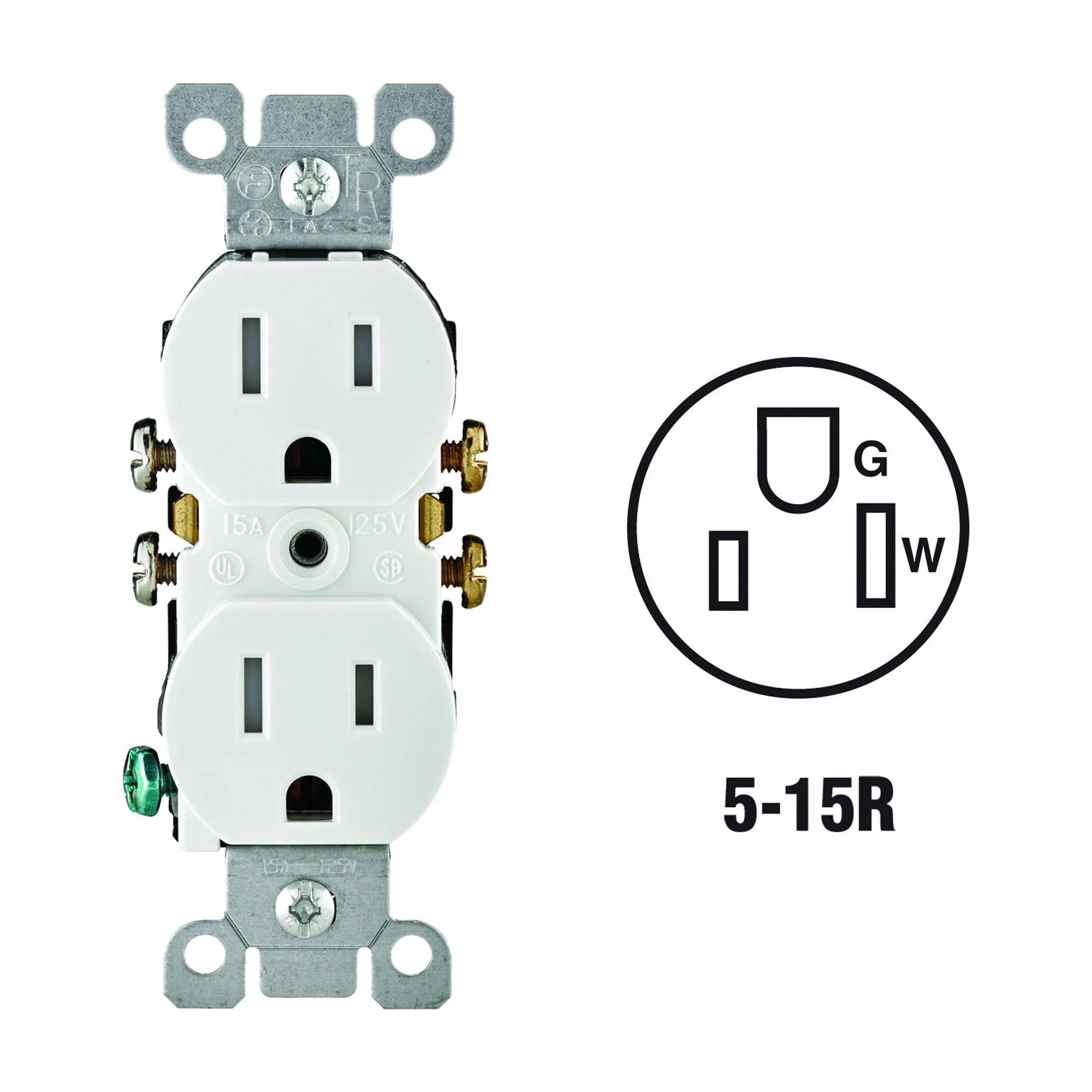 Leviton T5320-WMP, 15 A 125 V White Duplex Receptacle Electrical Outlet 10 Piece