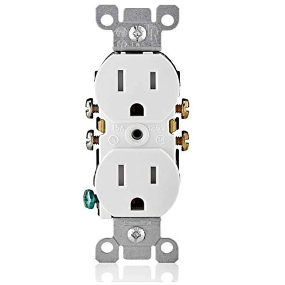 Leviton T5320-WMP M22-Straight Blade Tamper Resistant Duplex Receptacle, 125 V, 15 A, 2 Pole, 3 Wire, White, 1 Pack of 10