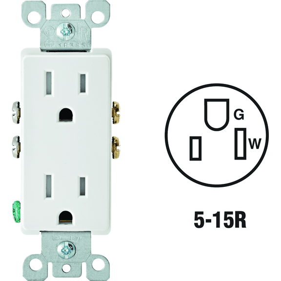 Leviton T5325 Duplex Receptacle in White — UL Listed for US Residential Electrical Code Compliance, Drop-in NEC-Standard Wiring
