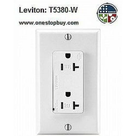 Leviton T5380-W Decora Surge Duplex Receptacle Tamper-Resistant Commercial Grade 5-20R 20A 125V - White (Pkg of 3)