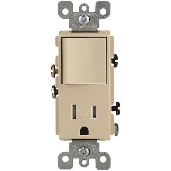 Leviton S01-T5625-ISP 15 Amp Ivory Single Pole Switch & Receptacle Combinatoin