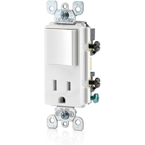 Leviton Decora Combination Switch and Tamper-Resistant Receptacle - Impact-Resistant - White