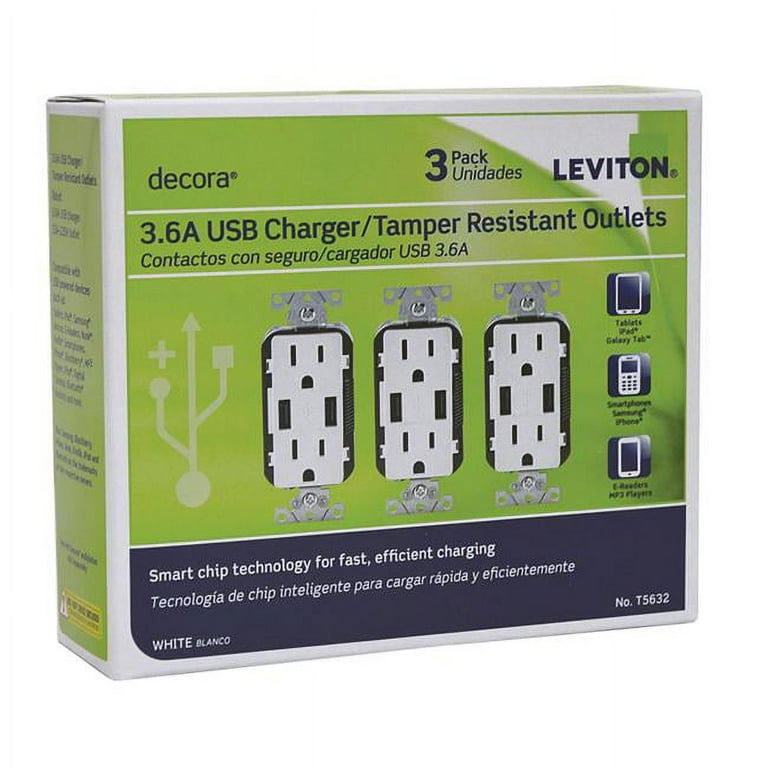 5 box of Leviton 3.6A usb charger 3 store pack