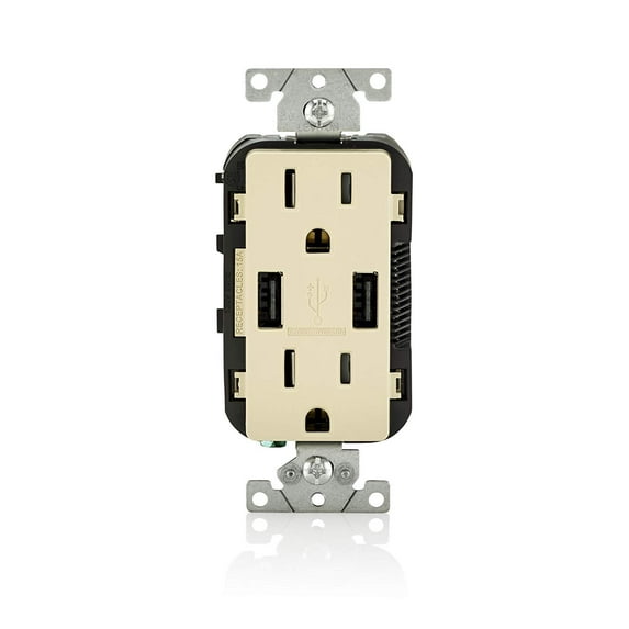 Leviton T5632-I USB Charger/Tamper-Resistant Duplex Receptacle, 15-Amp, 8-Pack, Ivory