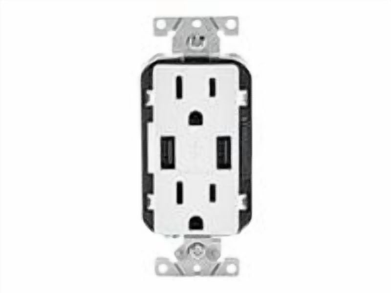 Leviton T5632-W Combo Duplex Receptacle and 15A USB Charger, White