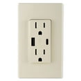 thumbnail image 1 of Leviton T5633-T Decora USB Type-A/Type-C Wall Outlet Charger, 15A, Light Almond, 1 of 2