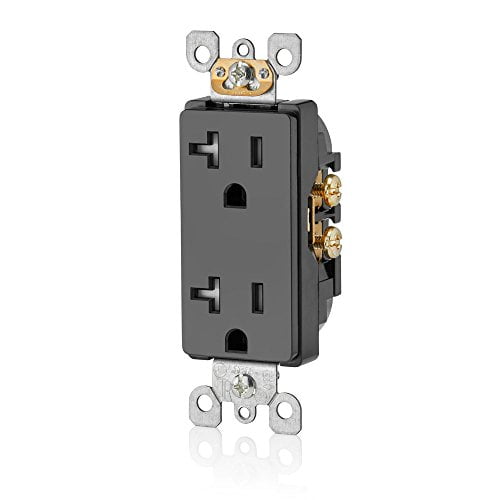 Leviton 20 Amp Decora Tamper-Resistant Duplex Electrical Wall Outlet, T5825-E, Black