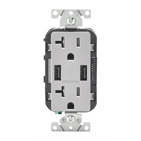 USB OUTLET 20AMP GRAY