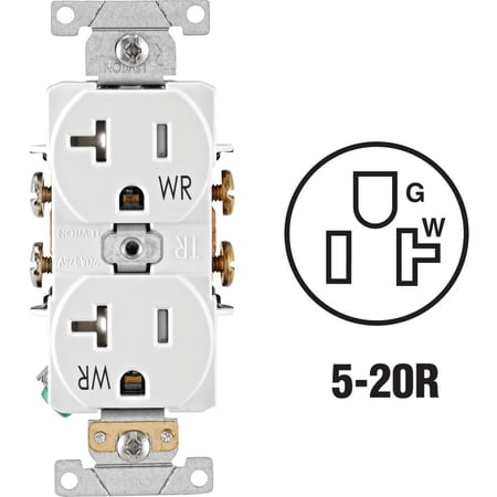 Leviton 125 20A 125V Duplex Receptacle — 20A 125V — UL Listed for US Residential Electrical Code Compliance, Drop-in NEC-Standard Wiring