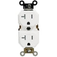 thumbnail image 1 of Leviton R57-TWR20-00W Duplex Receptacle, 2 -Pole, 20 A, 125 V, Side Wiring, NEMA: 5-20R, White, 1 of 4