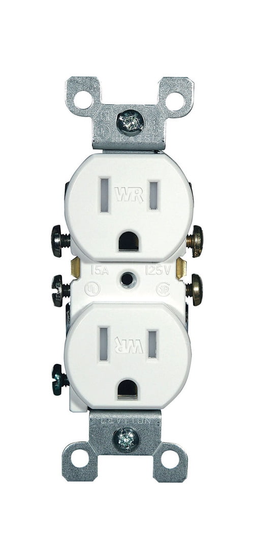 White Tamper Resistant Duplex Outlet with Wall Plate