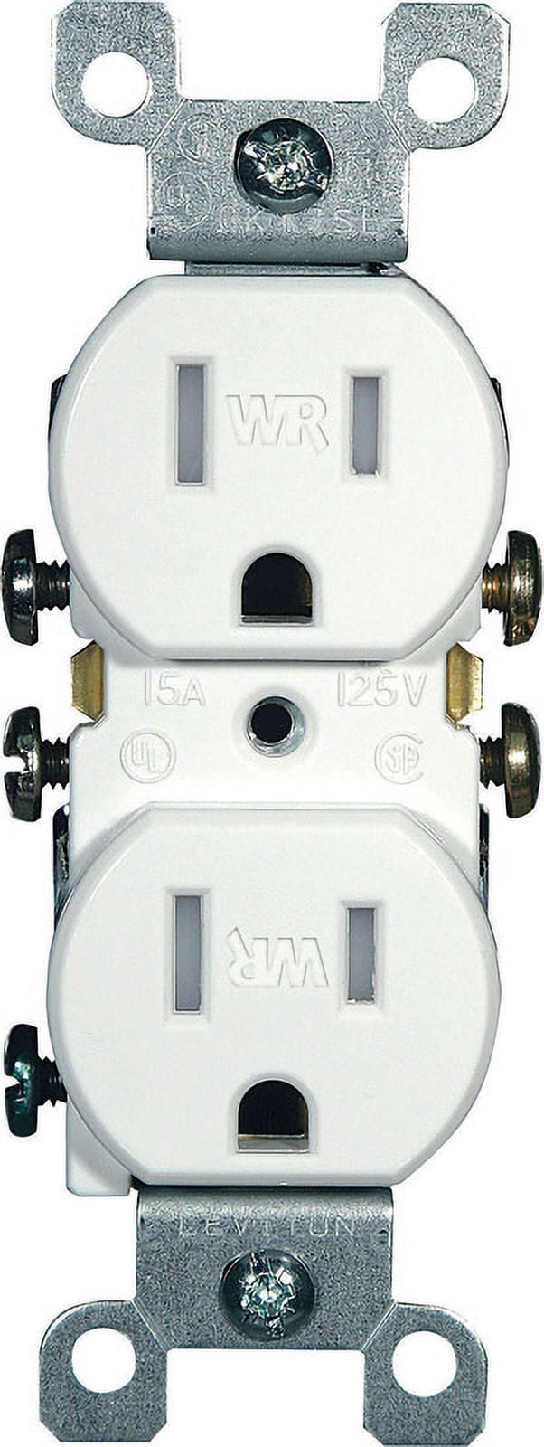 White Tamper Resistant Duplex Outlet with Wall Plate