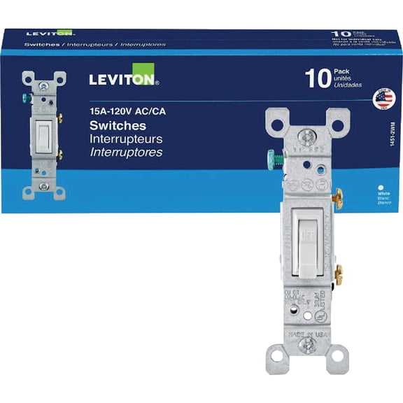Leviton Electrical - Leviton Toggle Single Pole Grounded Switch - 240 Total Switches